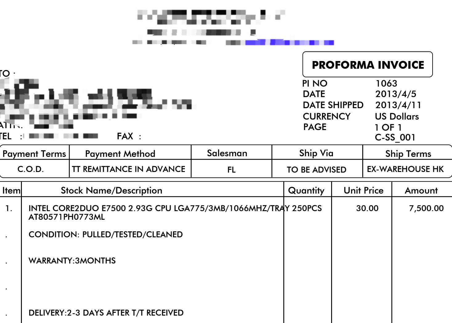 Proforma Invoice